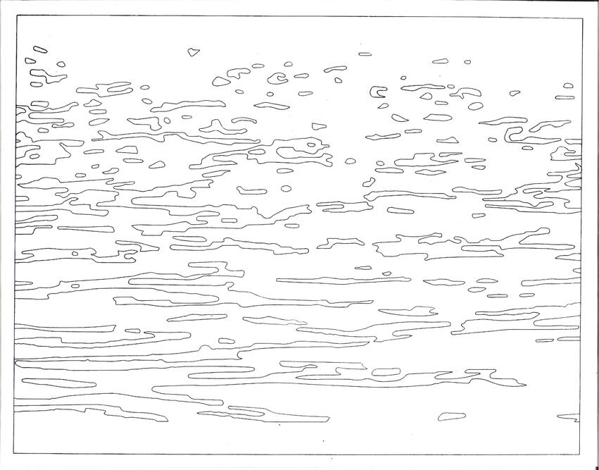 Blank water template, screenprint on canvas wrapped panel, 11 x 14 inches, 2021