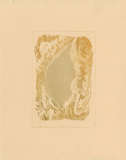 mountain on its side, aquatint with à la poupée inking, 10 x 8 inches, 2022