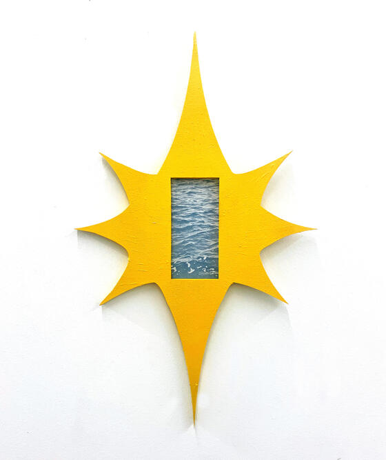 a natural celestial object, plywood, spray paint, and risograph on paper, 2022